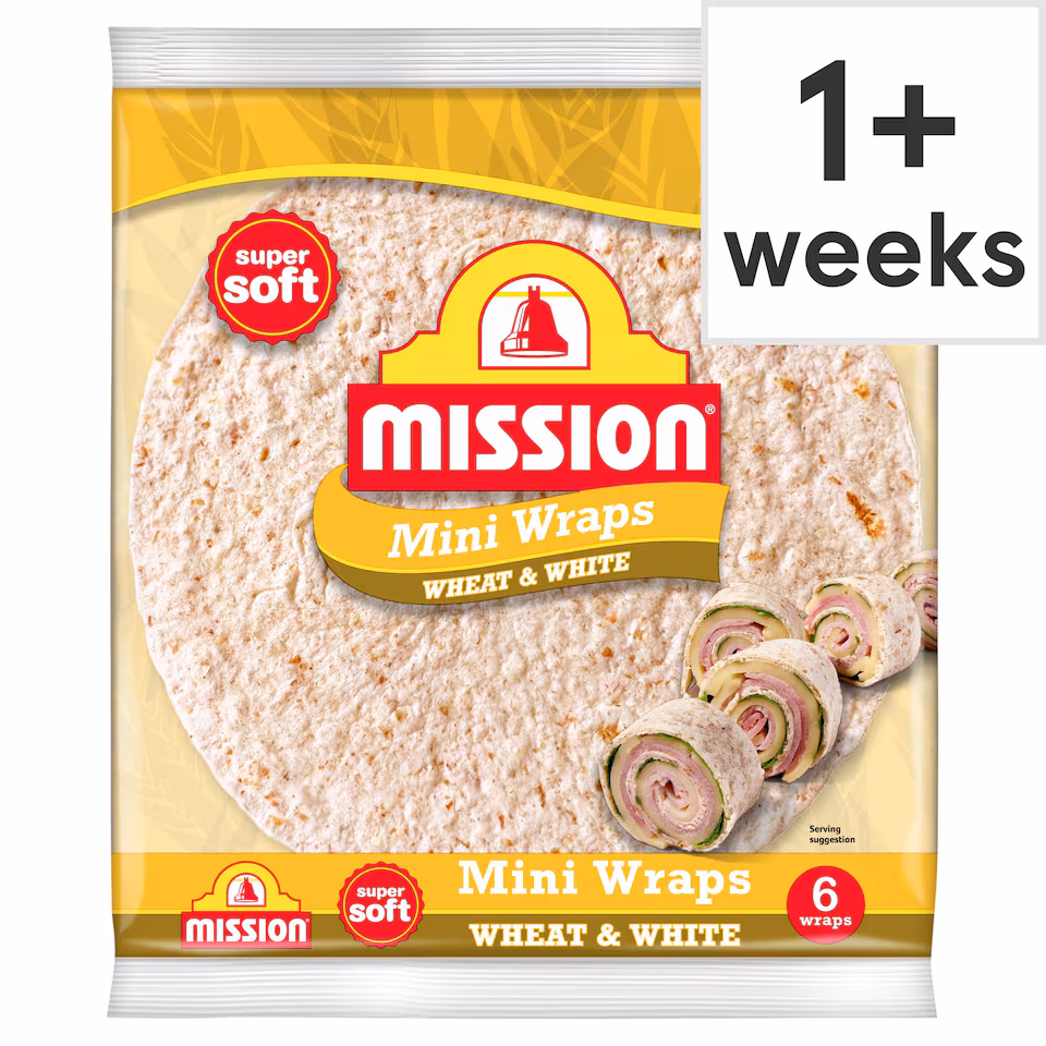 Mission Mini Wheat & White Tortilla Wraps 6 Pack