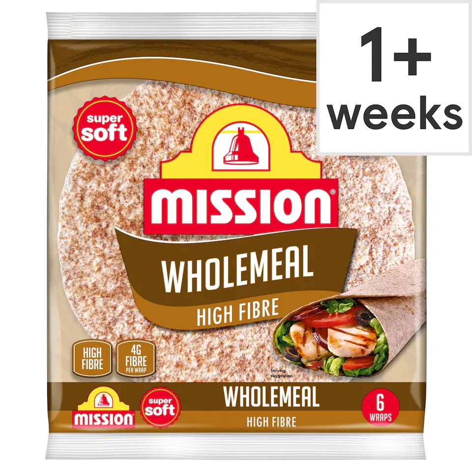 Mission Wholemeal Tortilla Wraps 6 Pack 367g