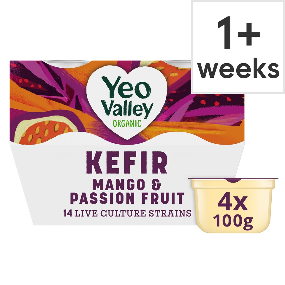 Yeo Valley Organic Kefir - Mango & Passion Fruit 4 x 100g