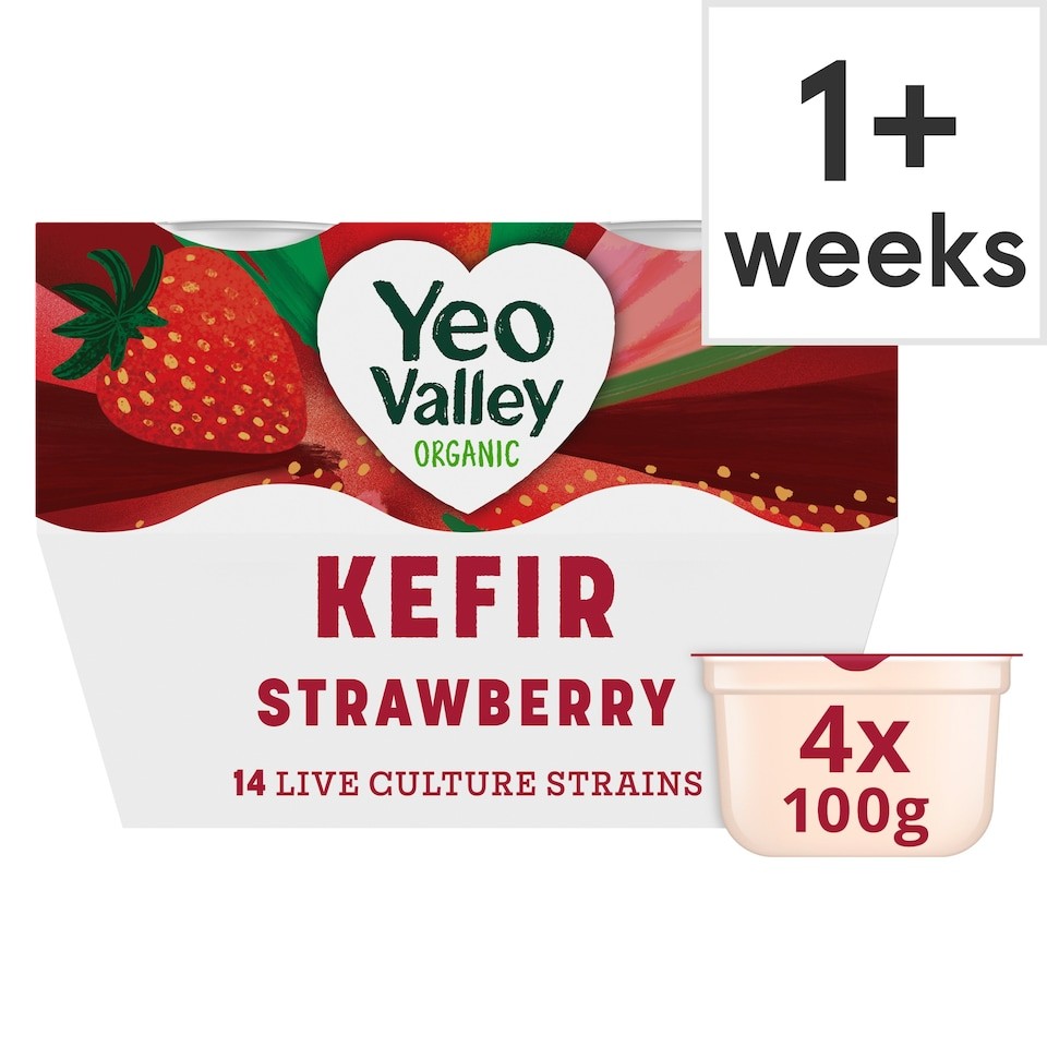 Yeo Valley Organic Kefir - Strawberry 4 x 100g