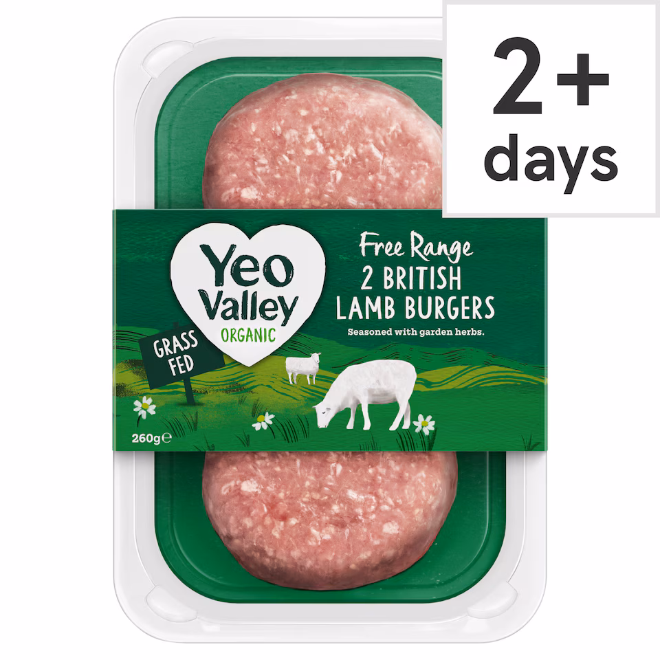 Yeo Valley Organic 2 British Lamb Burgers 260g