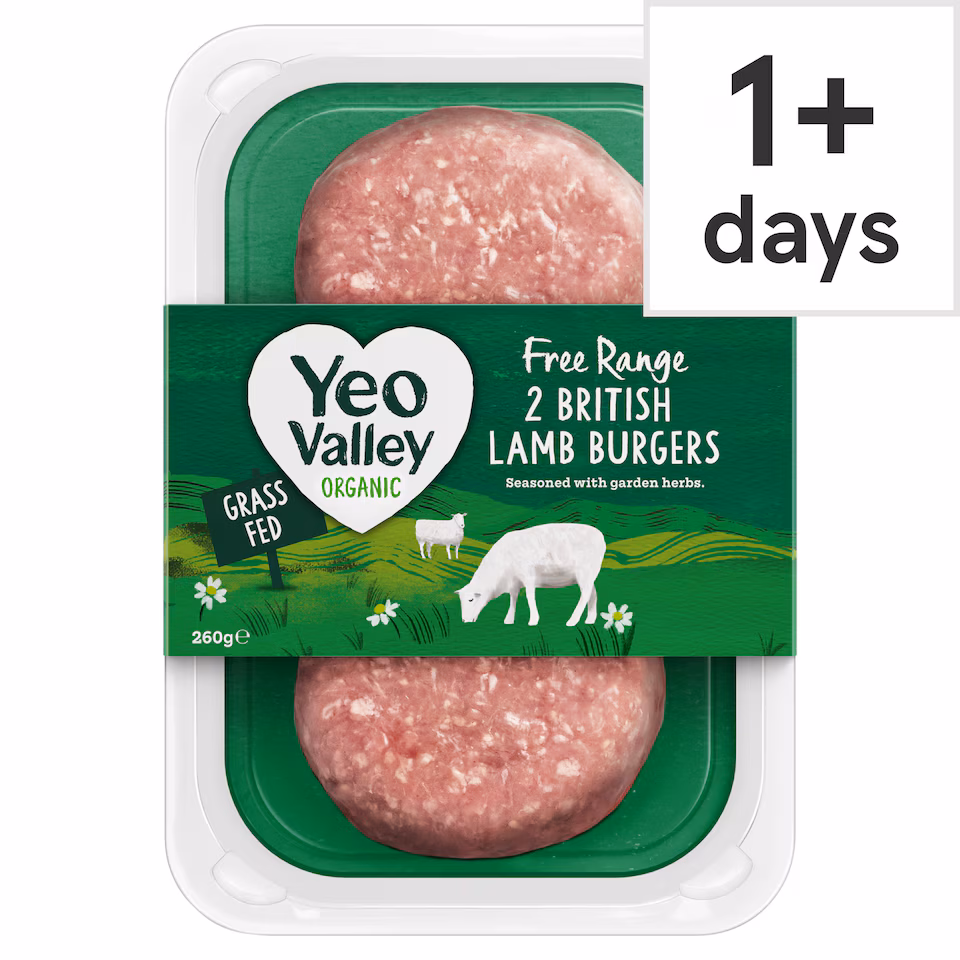 Yeo Valley Organic 2 British Lamb Burgers 260g