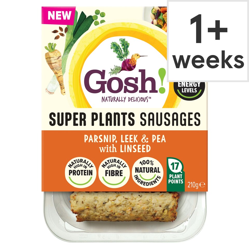 Gosh! Super Plants Parsnip, Leek & Pea with Linseed Sausages 210g