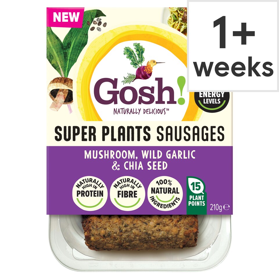 Gosh! Super Plants Mushroom, Wild Garlic & Chia Seed Sausages 210g