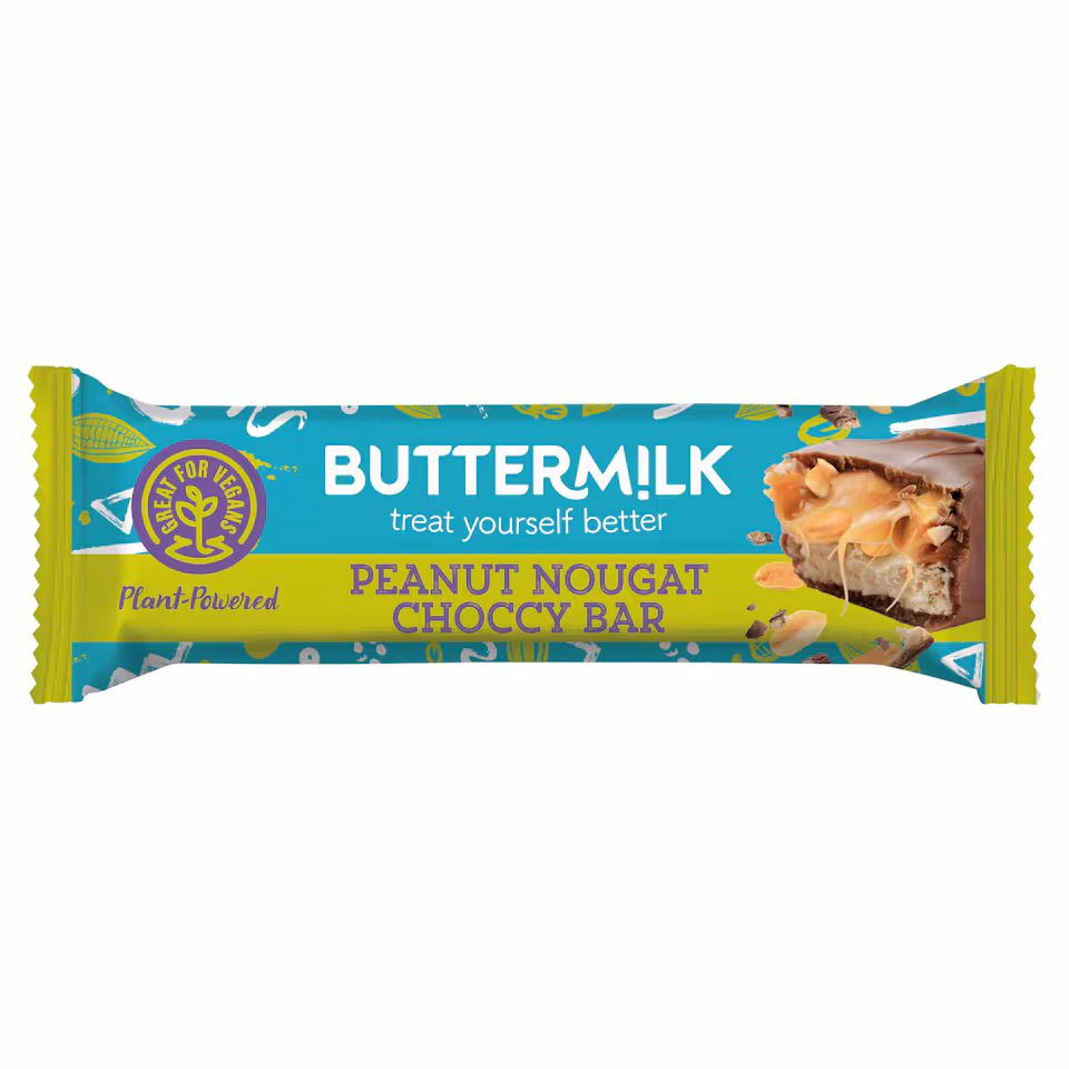 Buttermilk Plant-Powered Peanut Nougat Choccy Bar 50g