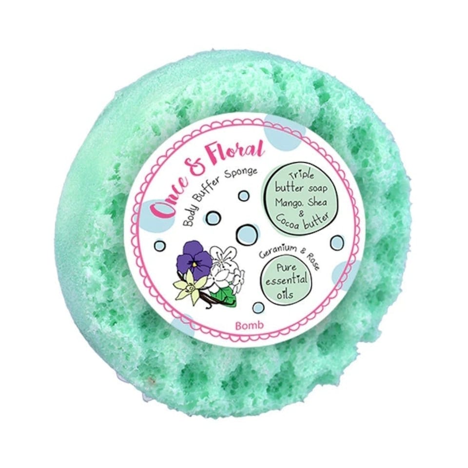 Bomb Cosmetics Body Buffer Soap Shower Sponge Once & Floral