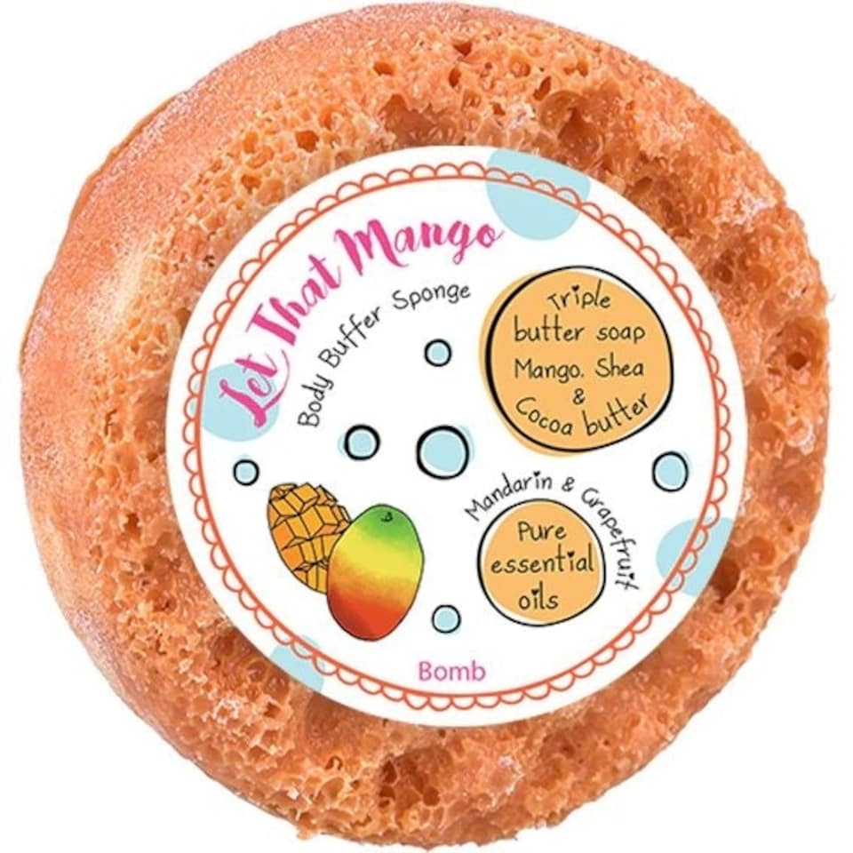 Bomb Cosmetics Body Buffer Soap Shower Sponge Let that Mango