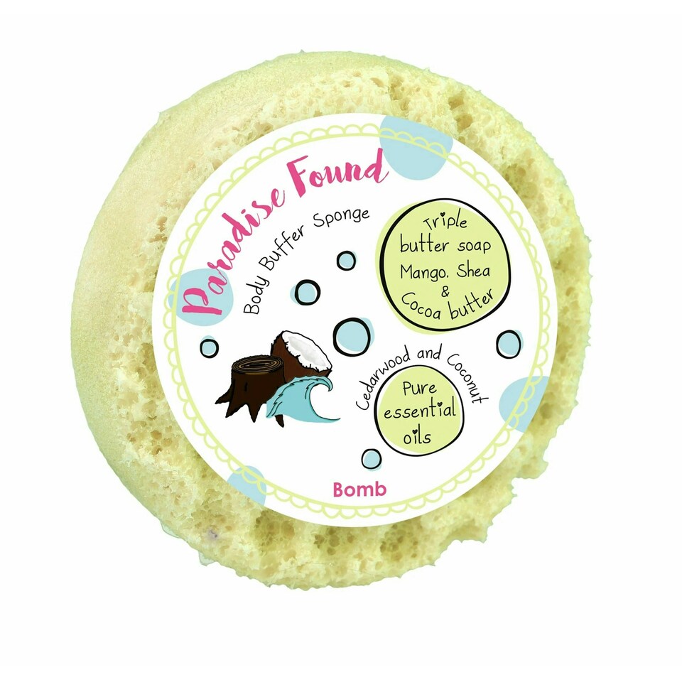 Bomb Cosmetics Body Buffer Soap Shower Sponge Paradise Found
