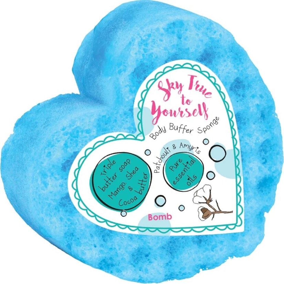 Bomb Cosmetics Body Buffer Soap Shower Sponge Sky True To Yourself