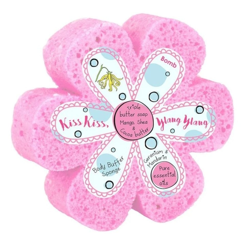 Bomb Cosmetics Body Buffer Soap Shower Sponge Kiss Kiss Ylang Ylang