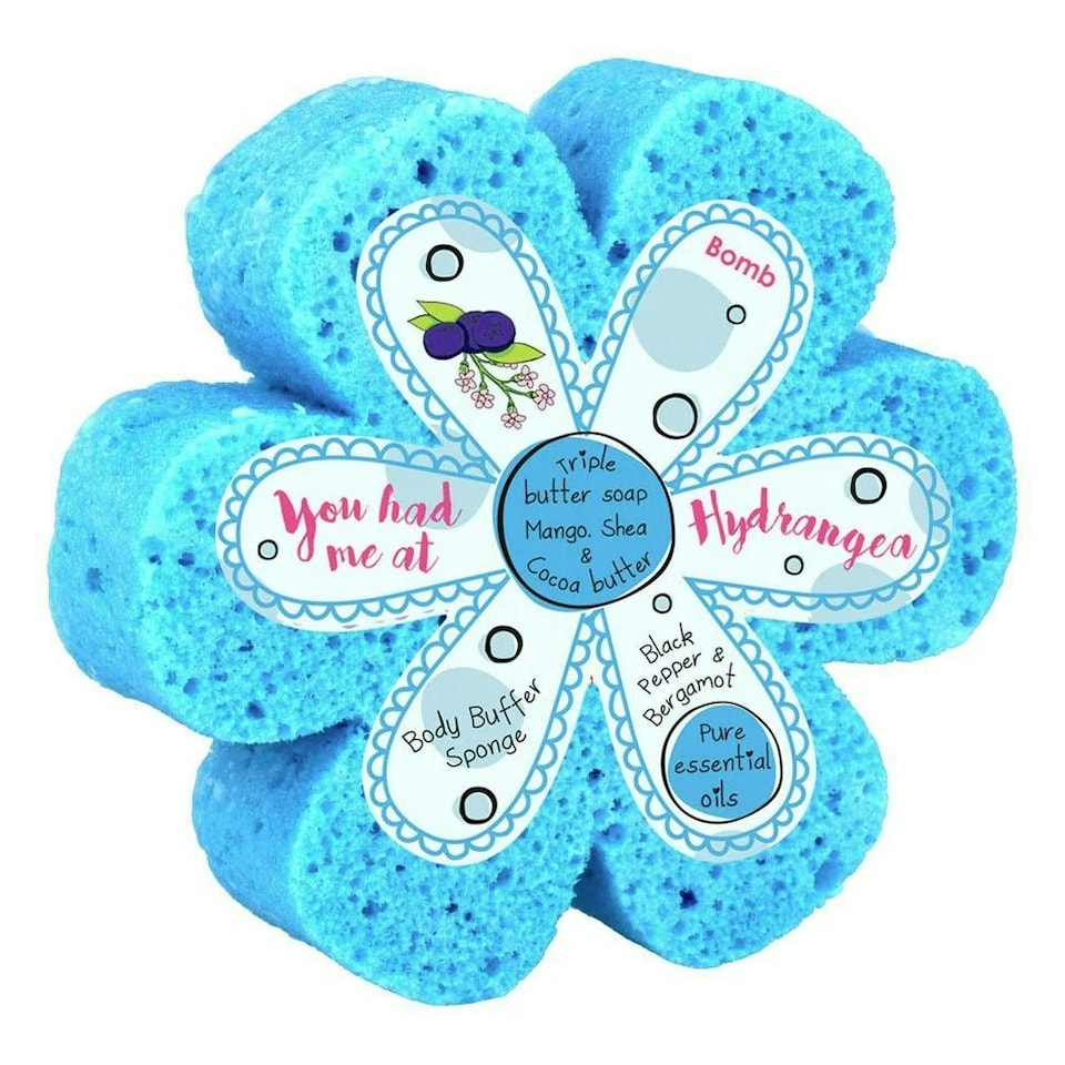 Bomb Cosmetics Body Buffer Soap Shower Sponge You Had Me At Hydrangea
