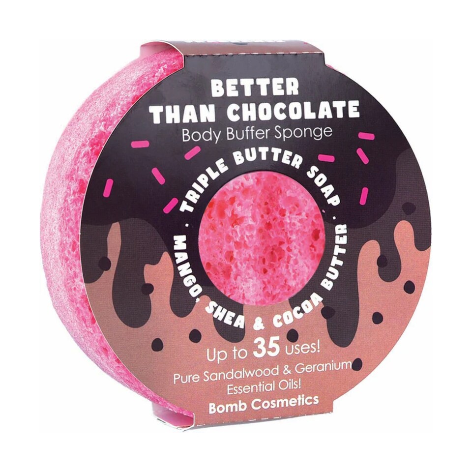 Bomb Cosmetics Body Buffer Soap Shower Sponge Better Than Chocolate