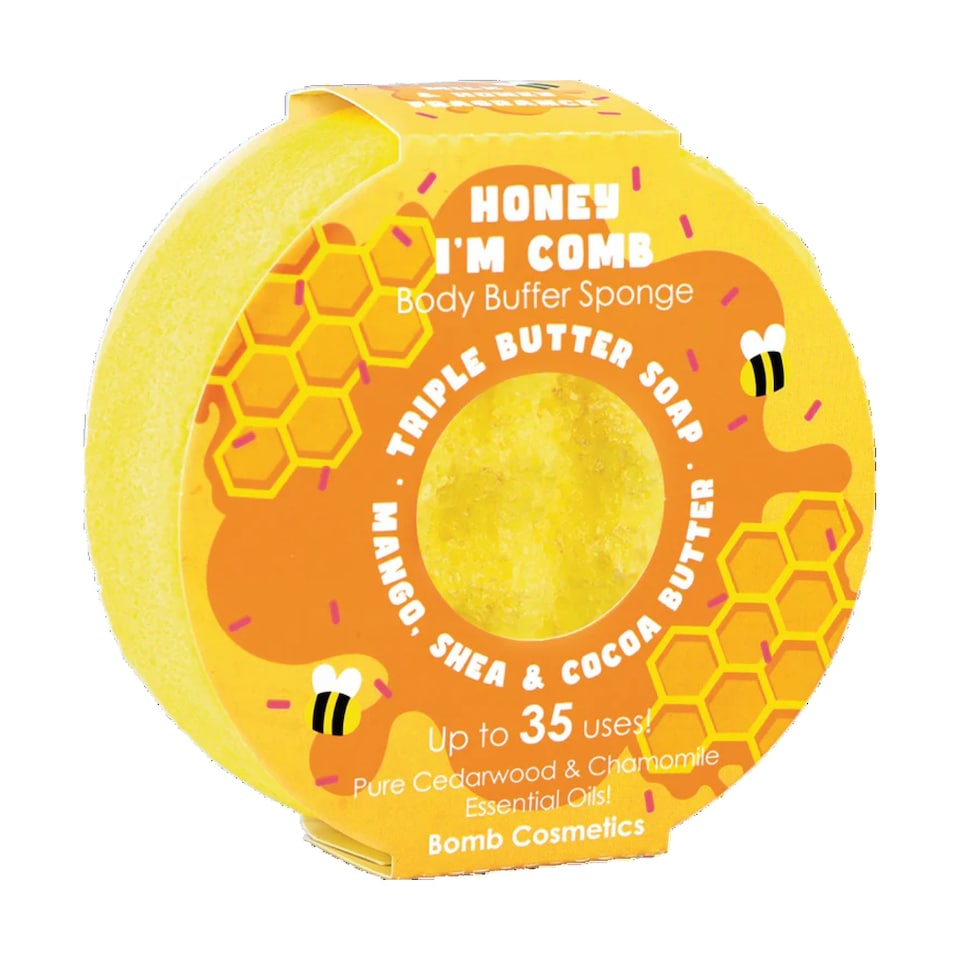 Bomb Cosmetics Body Buffer Soap Shower Sponge Honey I'm Comb