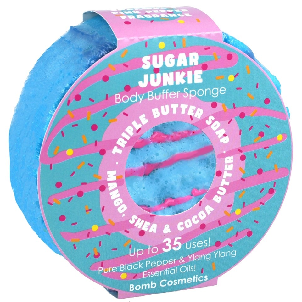 Bomb Cosmetics Body Buffer Soap Shower Sponge Sugar Junkie
