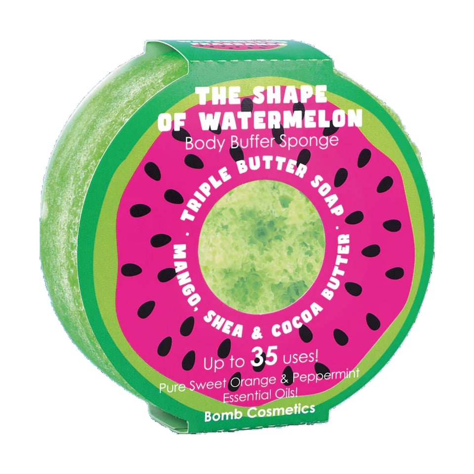 Bomb Cosmetics Body Buffer Soap Shower Sponge The Shape of Watermelon