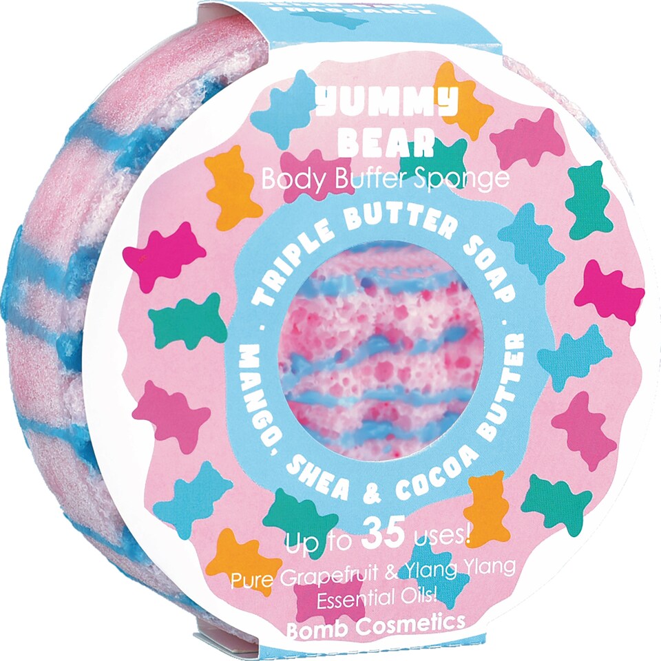 Bomb Cosmetics Body Buffer Soap Shower Sponge Yummy Bear