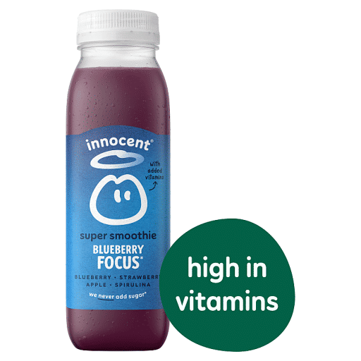innocent Blueberry Focus Super Smoothie, Blueberry Strawberry & Apple with Vitamins 300ml