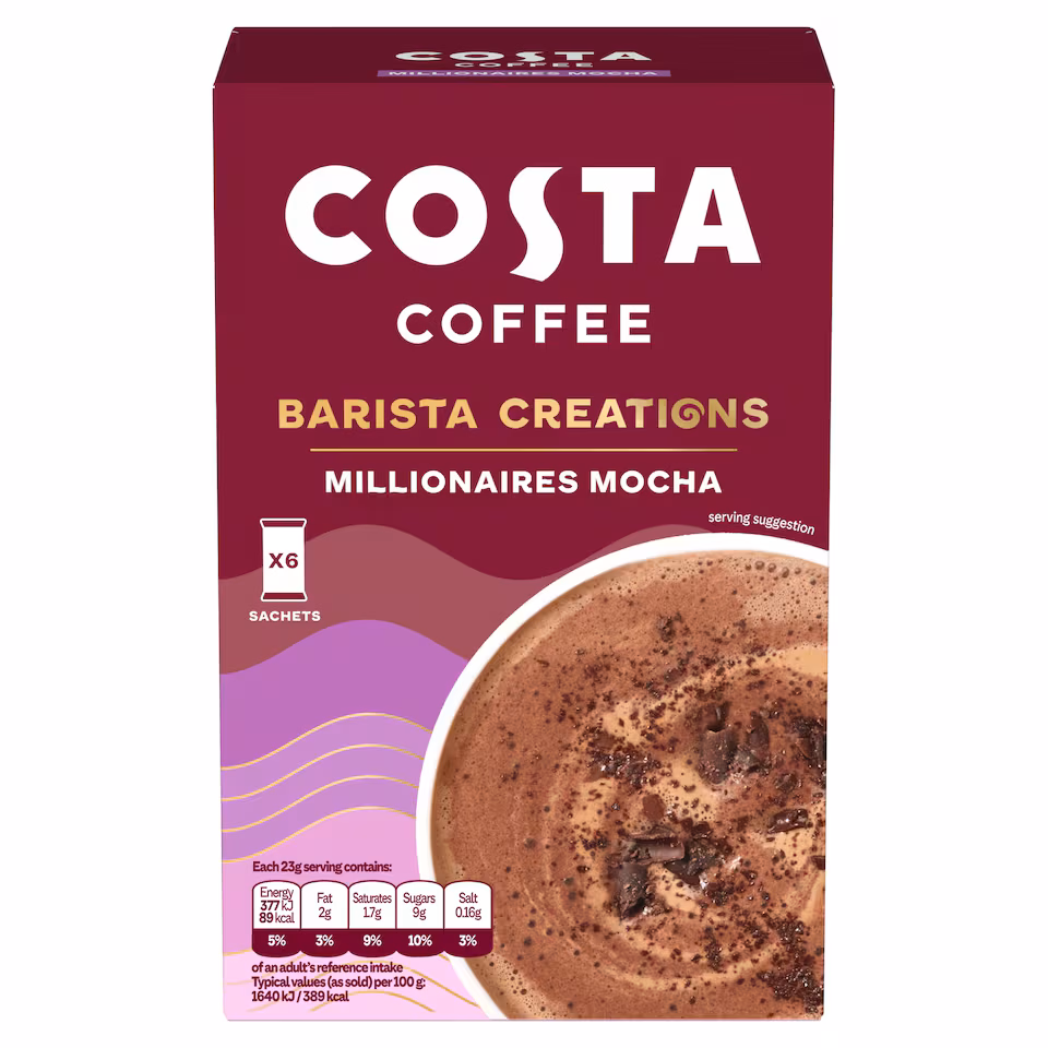 Costa coffee barista creation Millionaires Mocha Sachets 6 x23g
