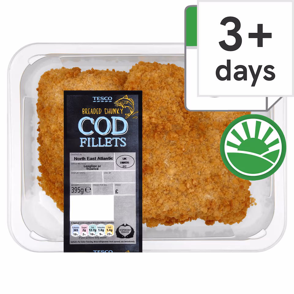 Tesco 2 Breaded Chunky Cod Fillets 350G