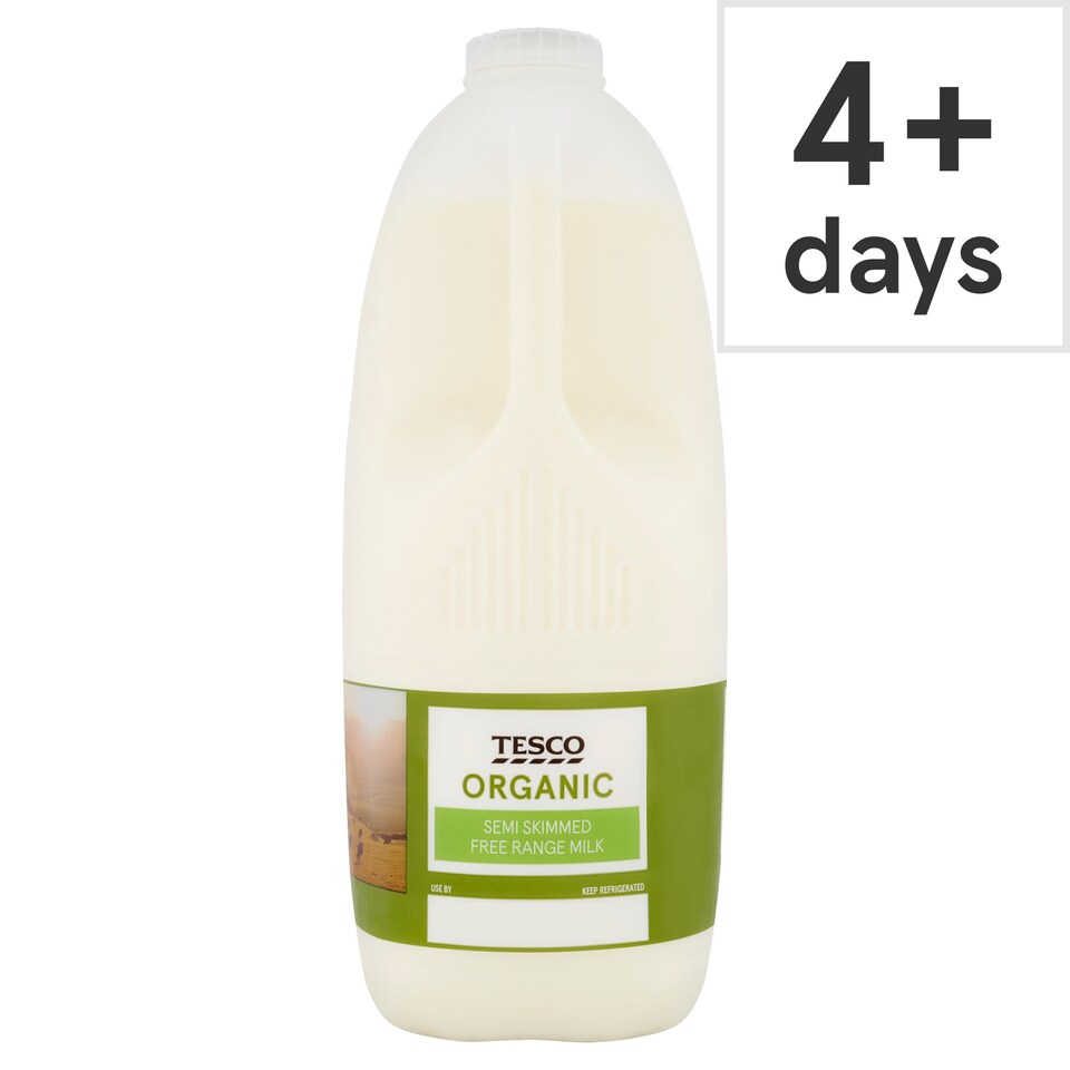 Tesco Organic British Semi Skimmed Milk 2.272L/4 Pints