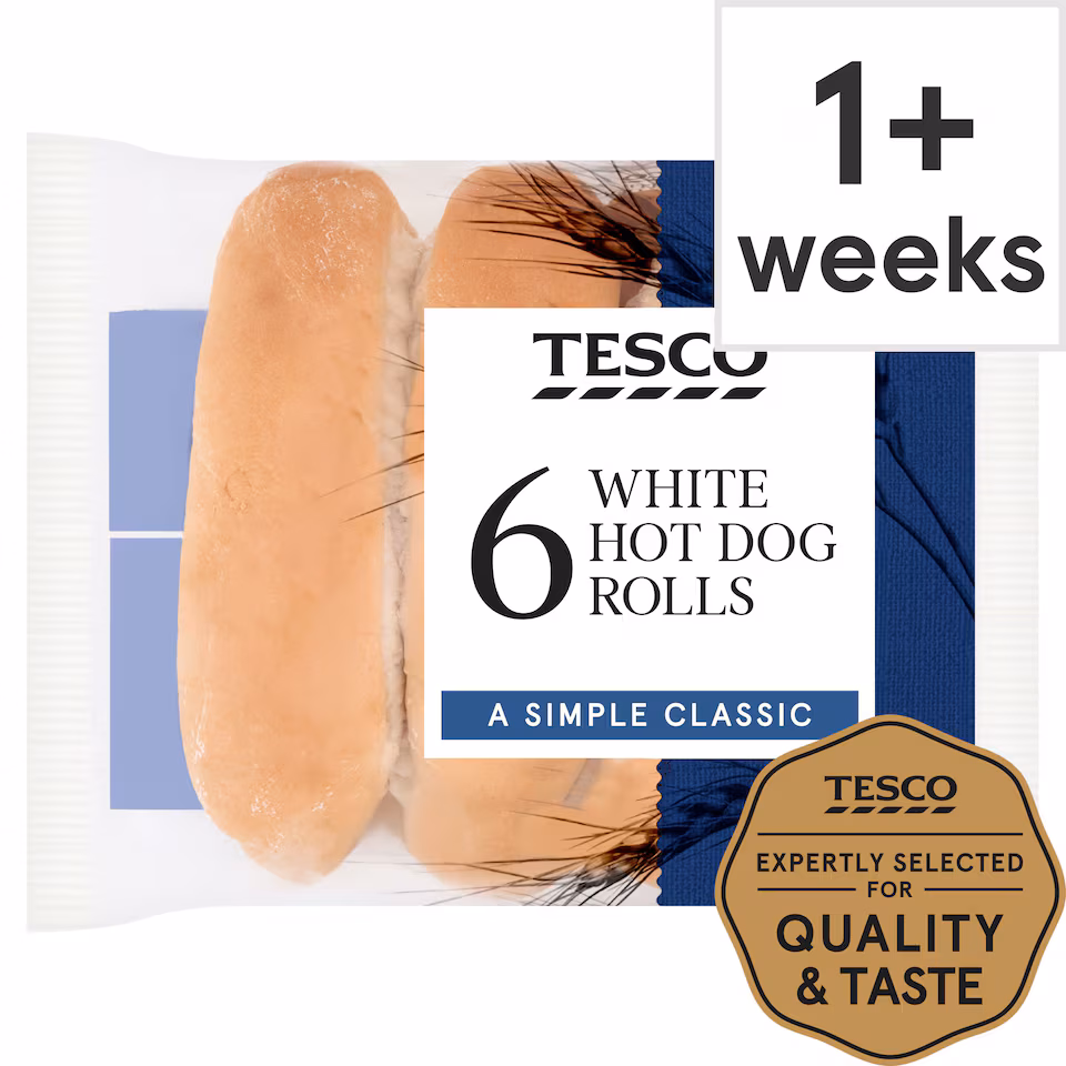 Tesco Soft White Hot Dog Rolls 6 Pack