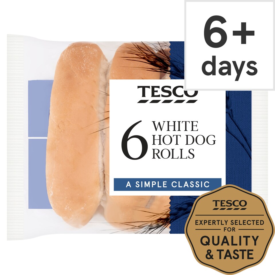 Tesco Soft White Hot Dog Rolls 6 Pack