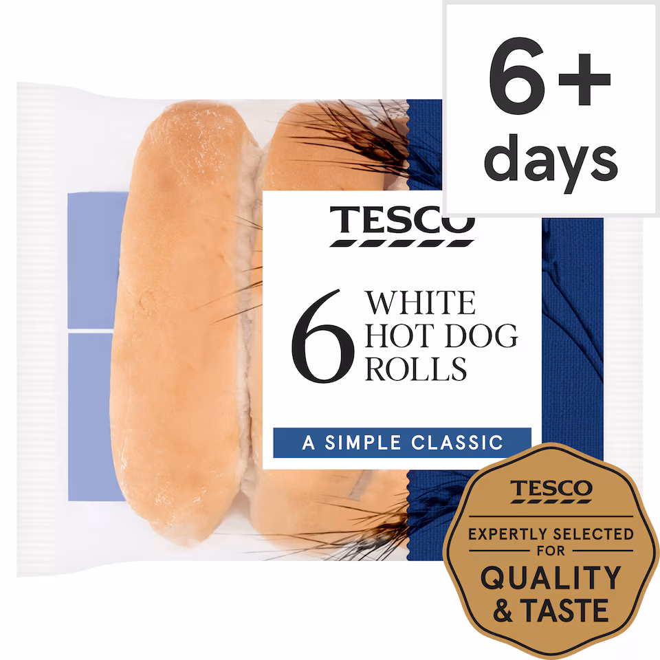 Tesco Soft White Hot Dog Rolls 6 Pack
