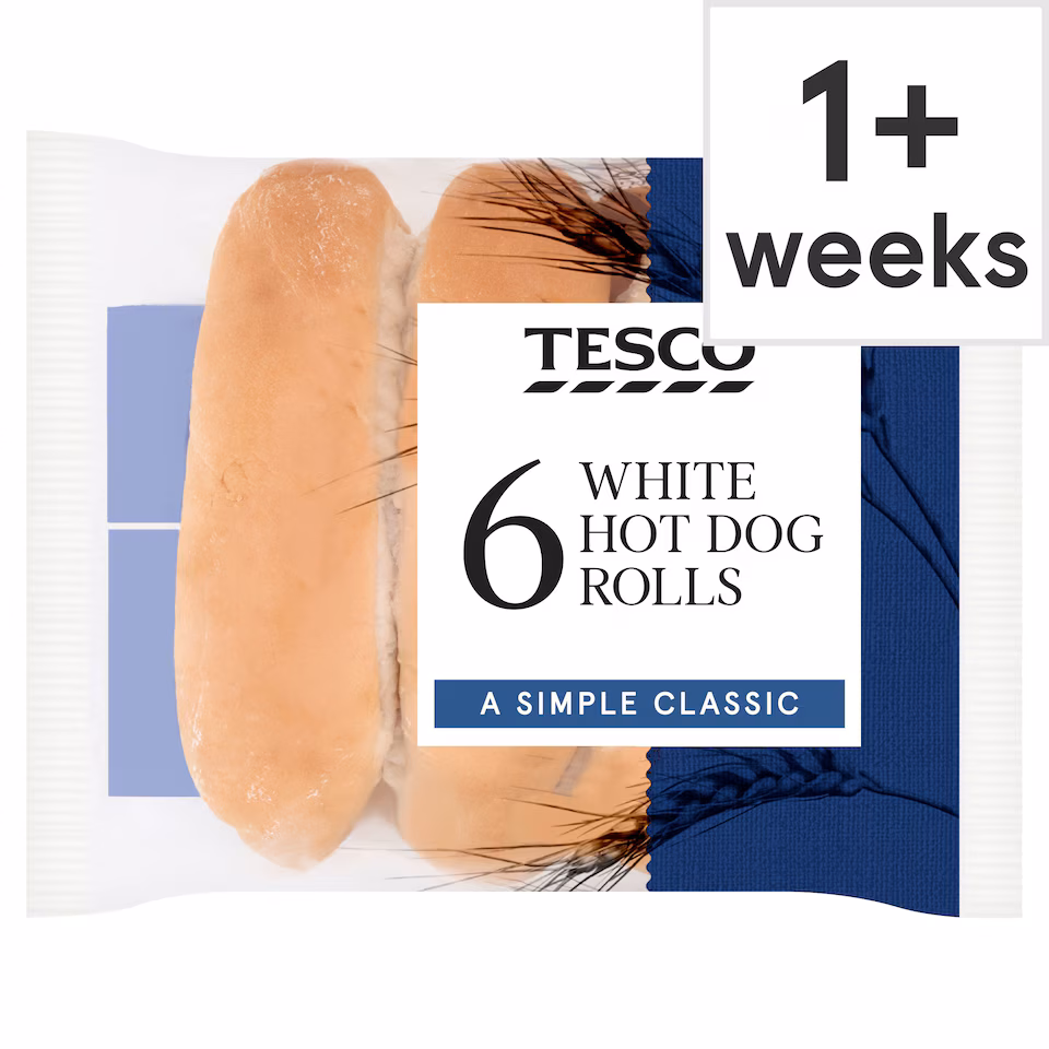 Tesco Soft White Hot Dog Rolls 6 Pack