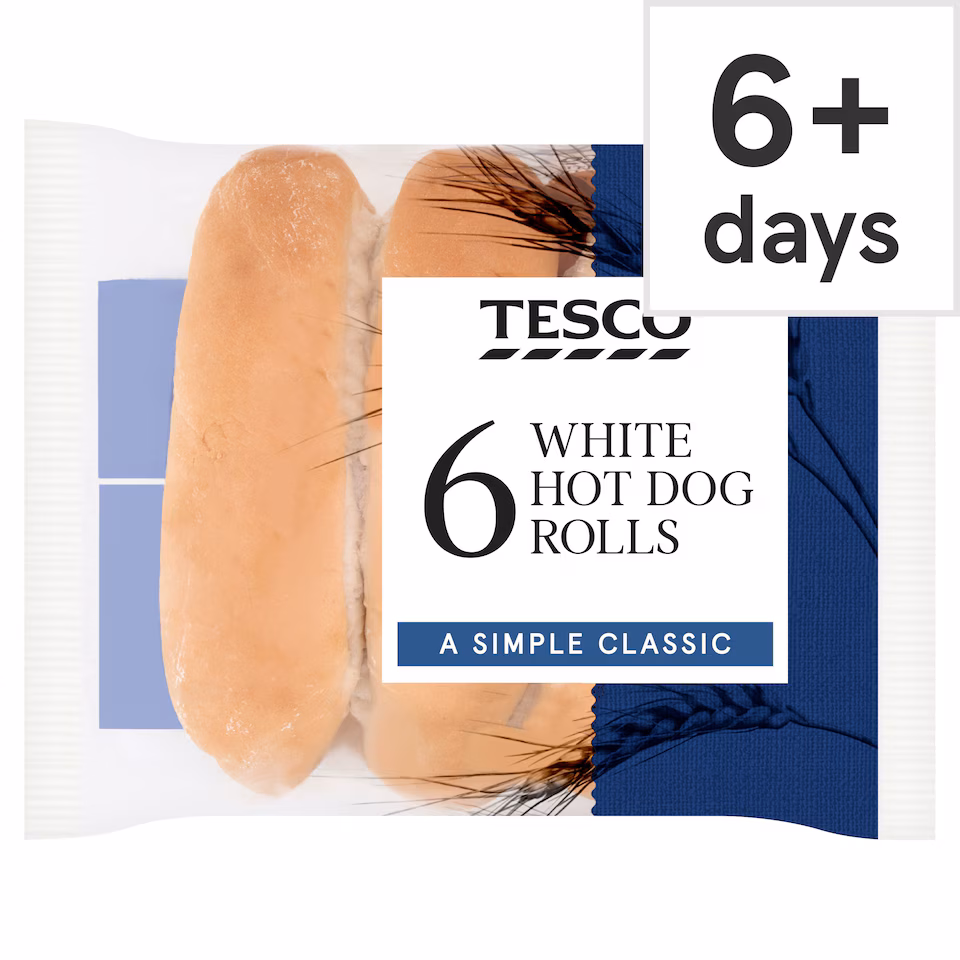 Tesco Soft White Hot Dog Rolls 6 Pack