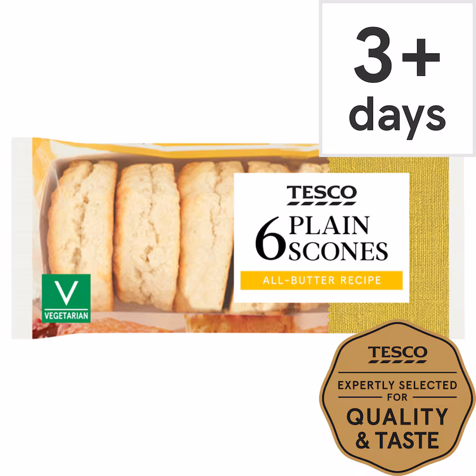 Tesco All Butter Plain Scones 6 Pack