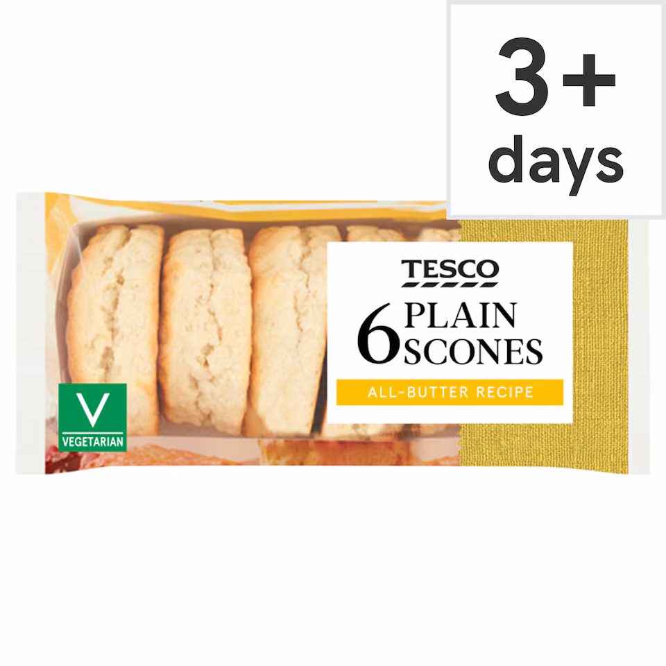 Tesco All Butter Plain Scones 6 Pack