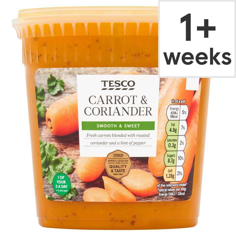 Tesco Carrot & Coriander Soup 600G