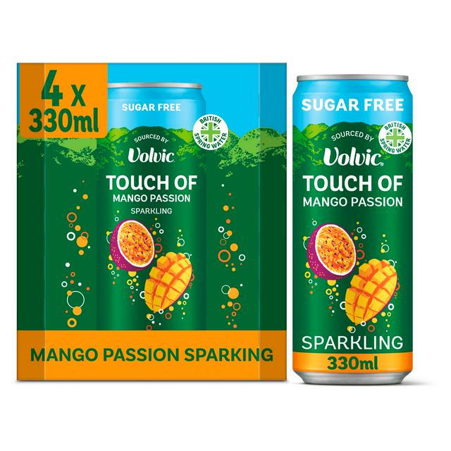 Touch of Mango Passion Sparkling Sugar Free Flavoured Water by Volvic 4x330ml
