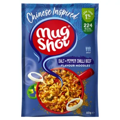 Mug Shot Salt + Pepper Chilli Beef Flavour Noodles 60g