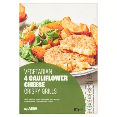 Asda Vegetarian 4 Vegetarian Cauliflower Cheese Crispy Grills 397g