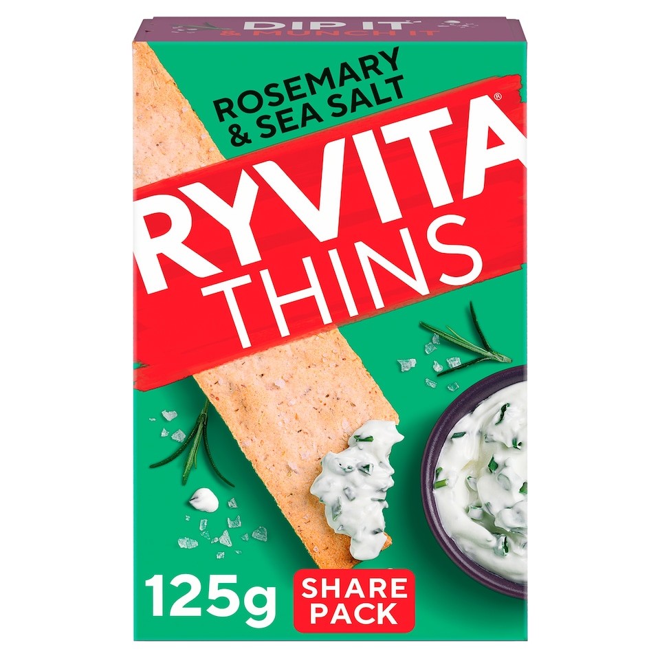 Ryvita Thins Flatbreads - Rosemary & Sea Salt 125g