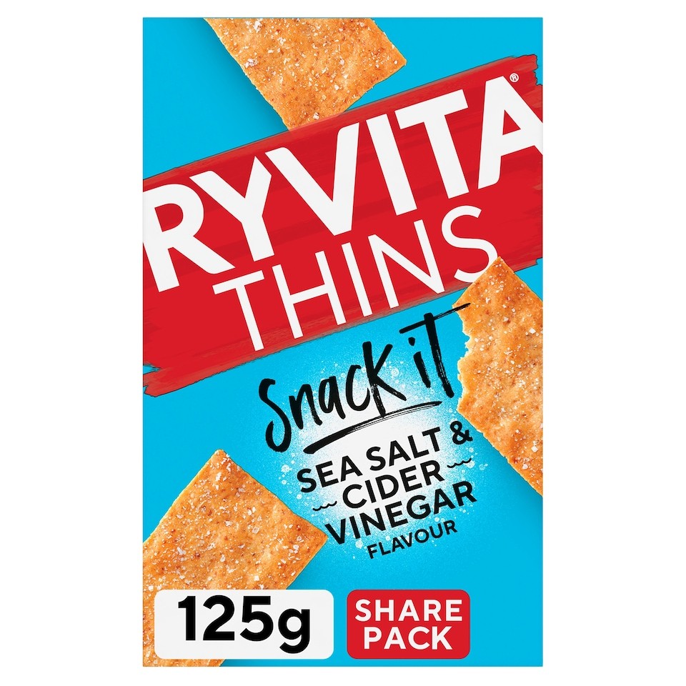 Ryvita Thins Snack It Sea Salt & Cider Vinegar Flavour Flatbread Snacks 125g