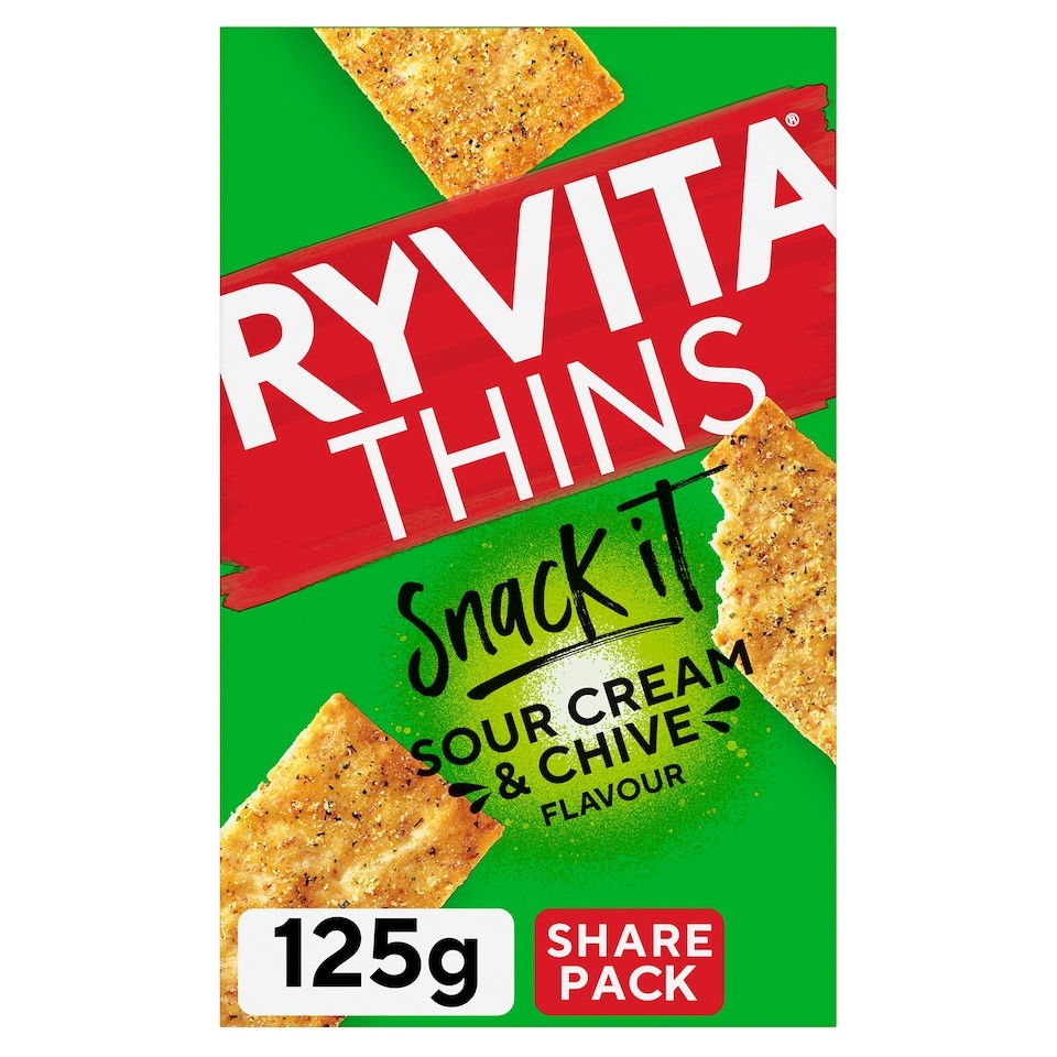 Ryvita Thins Snack It Sour Cream & Chive Flavour Flatbread Snacks 125g