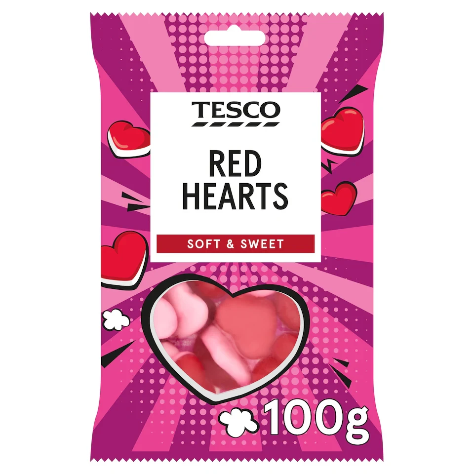 Tesco Red Hearts 100g