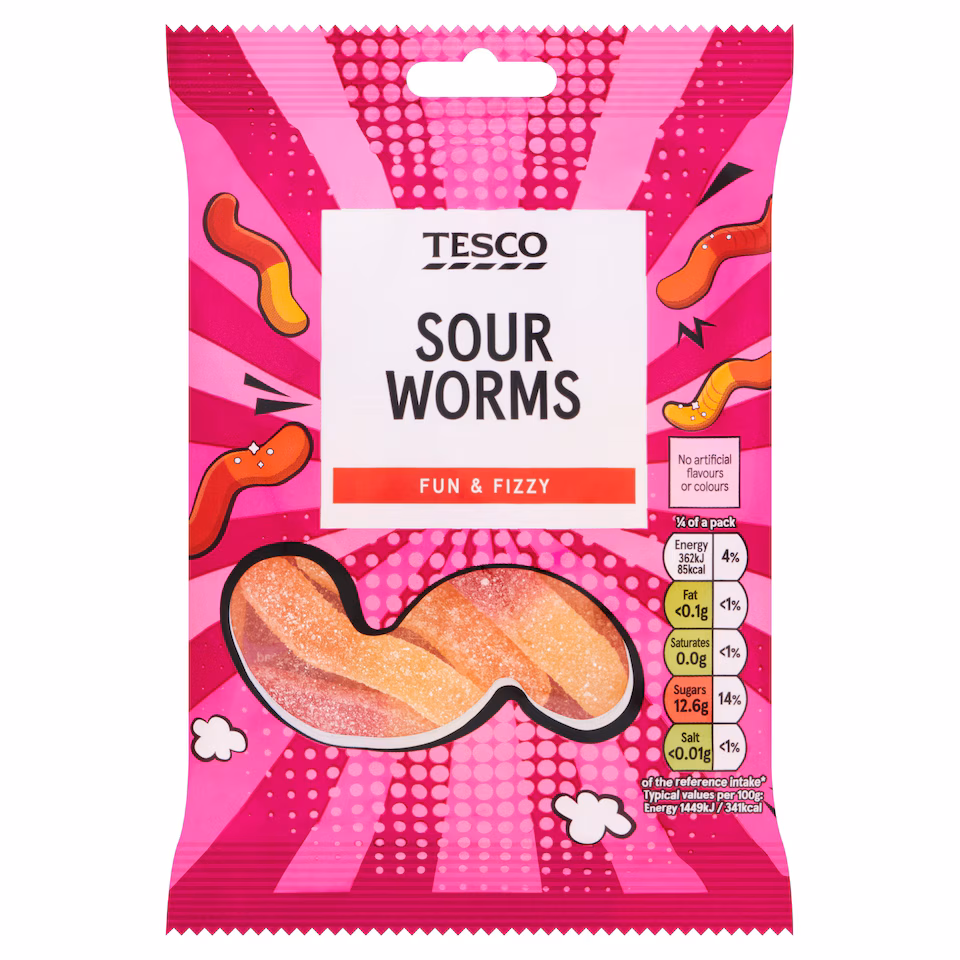 Tesco Neon Worms 100g