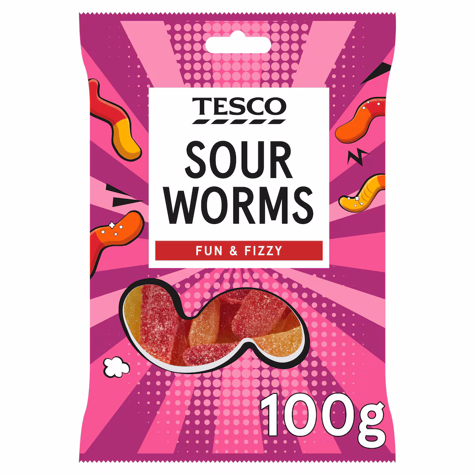 Tesco Neon Worms 100g