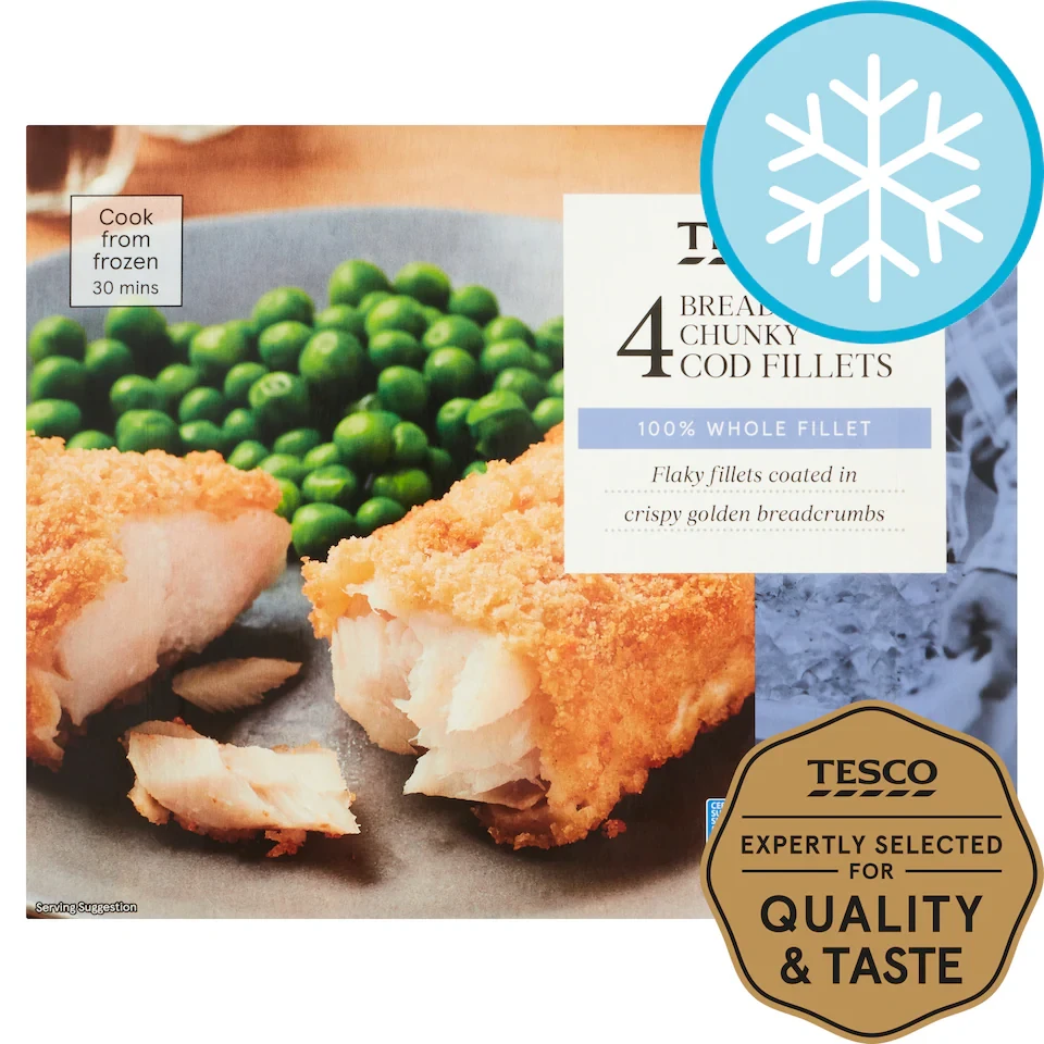 Tesco Breaded Chunky Cod Fillets 4 Pack 500g