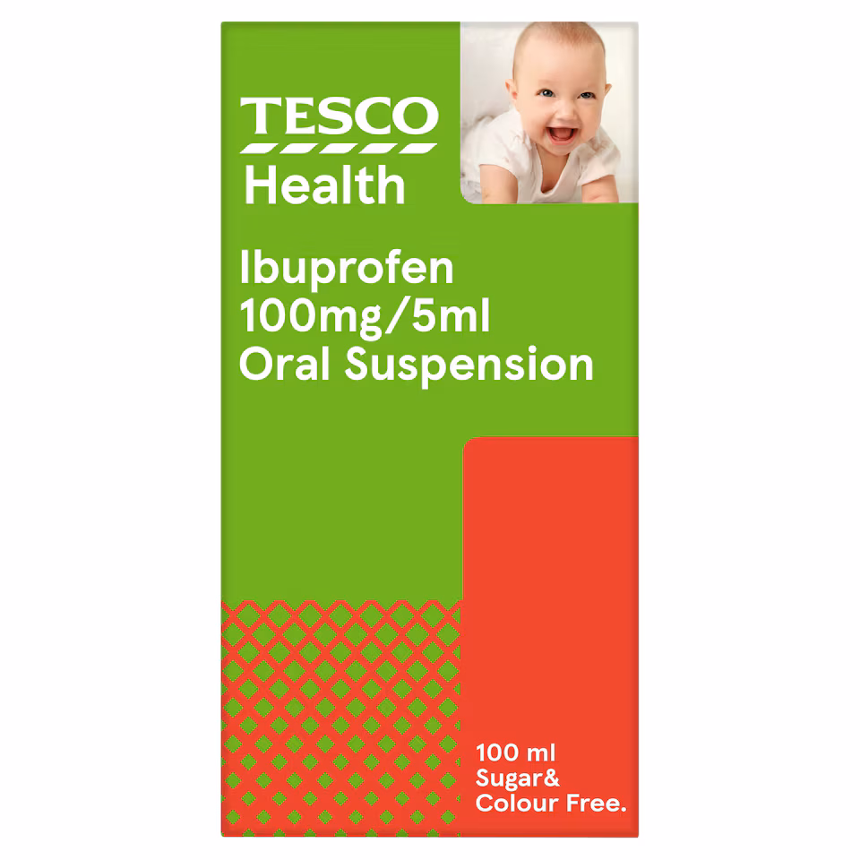 Tesco Health Ibuprofen Orange Suspension 100ml - Sugar & Colour Free
