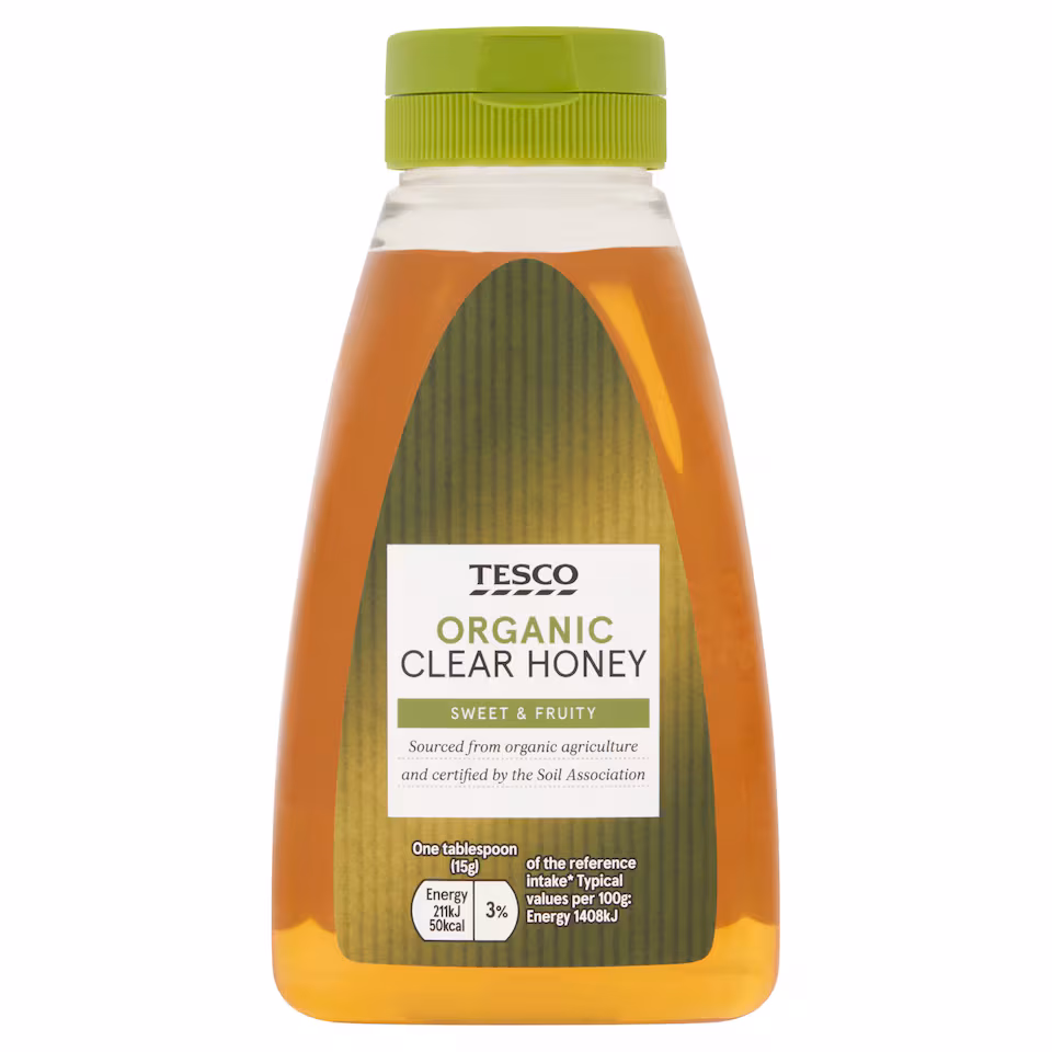 Tesco Organic Squeezy Clear Honey 340G