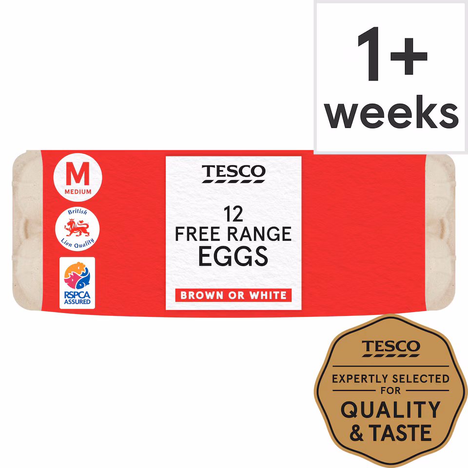 Tesco Medium Free Range Eggs 12 Pack