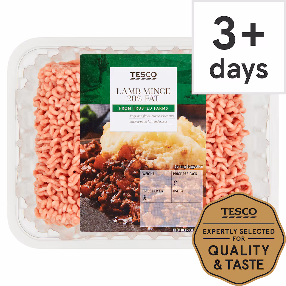 Tesco British Lamb Mince 20% Fat 500G
