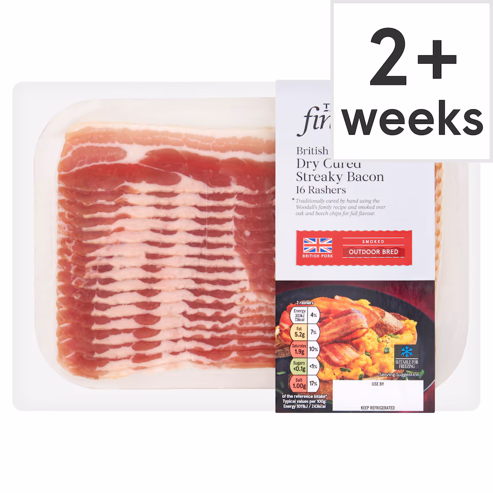 Tesco Finest Smoked Dry Cure Streaky Bacon 240G