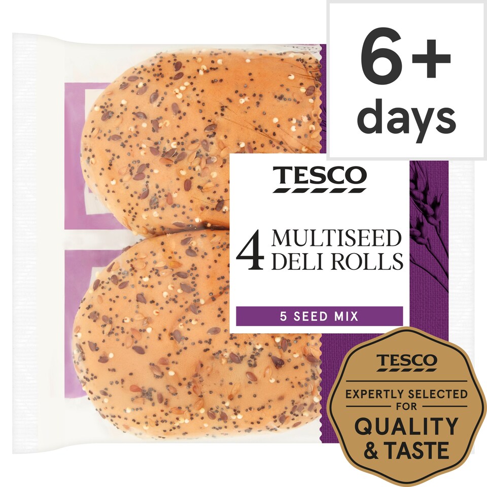 Tesco Deli Multiseed White Rolls 4 Pack