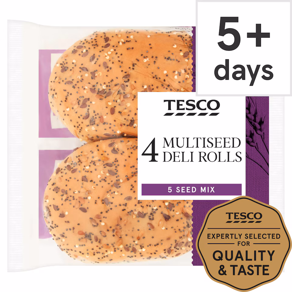 Tesco Deli Multiseed White Rolls 4 Pack