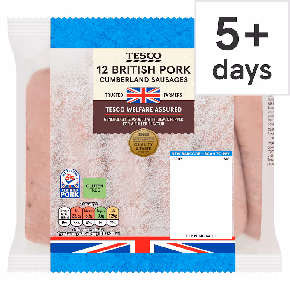 Tesco British Cumberland Sausages 12 Pack 681G